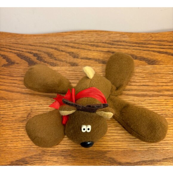 Hallmark Plush Beanbag Rodney Reindeer Stuffed Toy Red Bow Christmas Decor - Picture 4 of 11